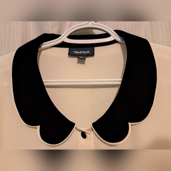 ModCloth Double Peterpan Collar Long Sleeve Button Down Blouse wz XL - Picture 3 of 4